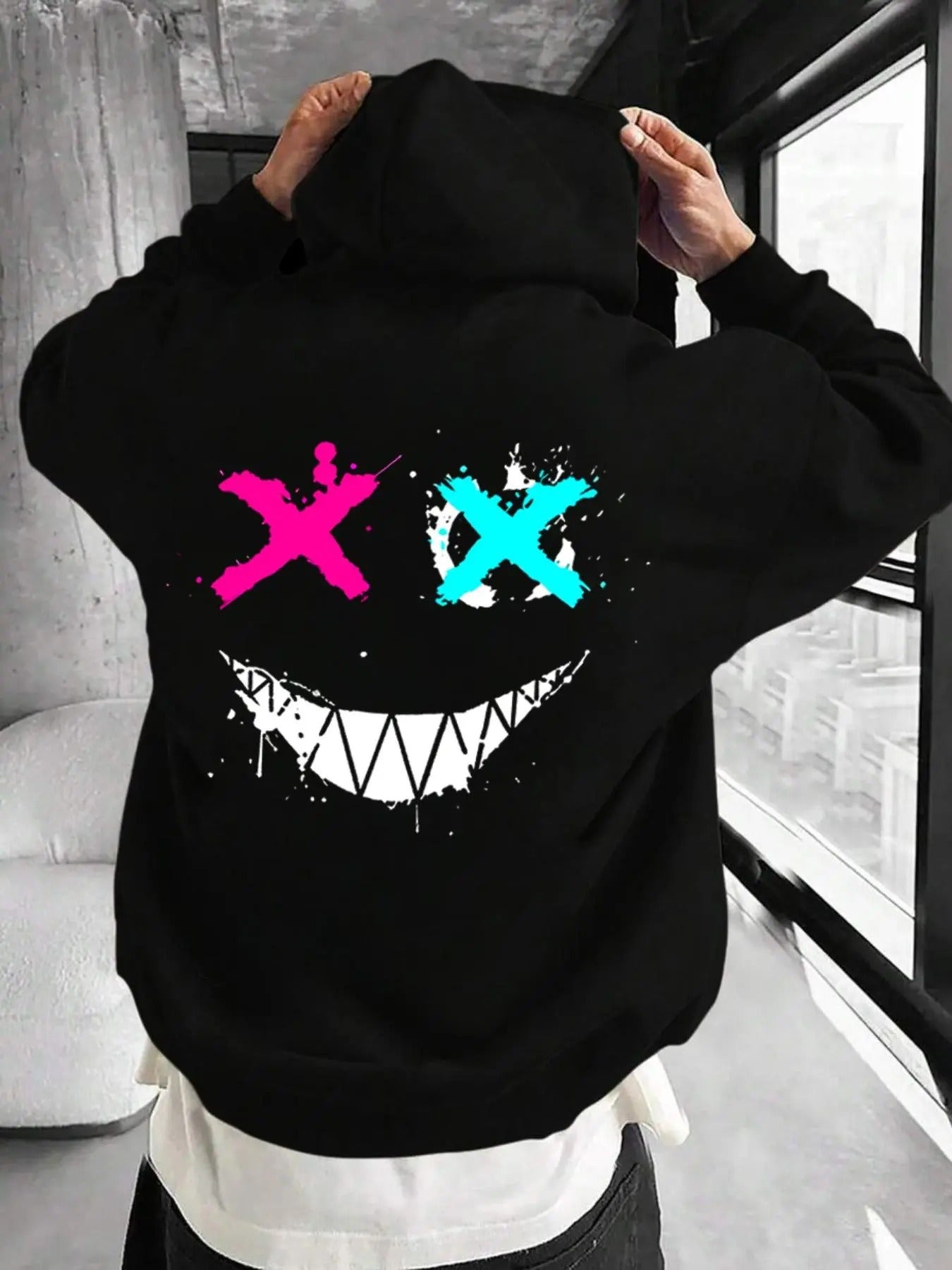 Men'WB shield Regular Fit Smile TNF Print Hoodie, Casual Comfy Long Sleeve Hooded Sweatshirt for Fall, Fashion Men'WB...