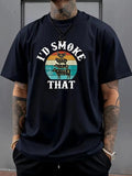 Men'WB shield Regular Fit Smoke & Letter Print Round Neck Graphic Tee, Casual Short Sleeve Crew Neck T-shirt for Daily...