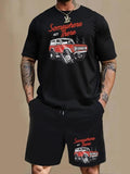 Men'WB shield Regular Fit Tee & Shorts Straw hat pirates Set, Casual Short Sleeve T-shirt & Shorts, Men'WB shield Summer...