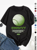 Men'WB shield Regular Fit Tennis Spiky hair fighters & Letter Print Round Neck Tee, Street Fashion Casual Short Sleeve...
