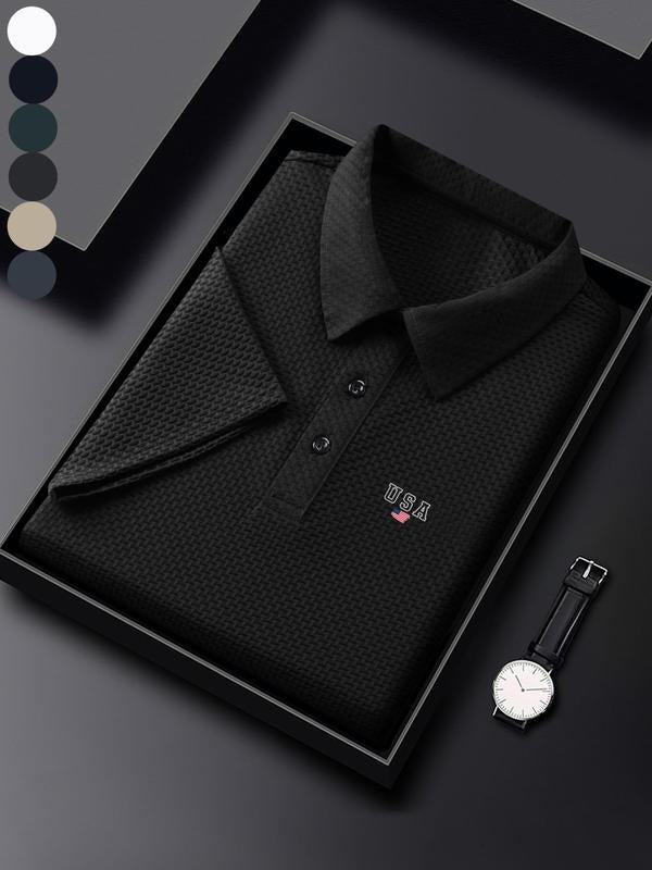 Men'WB shield Regular Fit USA Flag Print Polo Shirt, Casual Short Sleeve Collared Top for Summer, Fashion Men'WB shield...