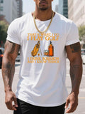 Men'WB shield Regular Fit Whiskey & Letter Print Round Neck Tee, Casual Short Sleeve Crew Neck T-shirt for Summer,...