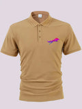 Men'WB shield Regular Fit Wolf Print Polo Shirt, Casual Short Sleeve Collared Top for Summer, Fashion Men'WB shield TNF...