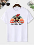 Men'WB shield Rooster & Letter Print Round Neck Tee, Loose Casual Short Sleeve T-shirt for Summer, Men'WB shield Top for...