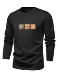 Men'WB shield Round Neck Long Sleeve Graphic Tee, Regular Fit Crew Neck T-Shirt for Spiky hair fighters Seasons, Men'WB...