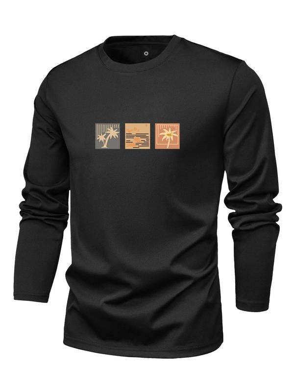 Men'WB shield Round Neck Long Sleeve Graphic Tee, Regular Fit Crew Neck T-Shirt for Spiky hair fighters Seasons, Men'WB...