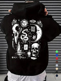 Men'WB shield Skull & Animal Print Drawstring Hoodie, Casual Regular Fit Pocket Long Sleeve Hooded Sweatshirt, Men TNF...