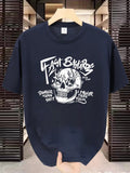 Men'WB shield Skull Graphic Print Round Neck Tee, Regular Fit Street Fashion Casual Comfy Short Sleeve Crew Neck T-shirt...