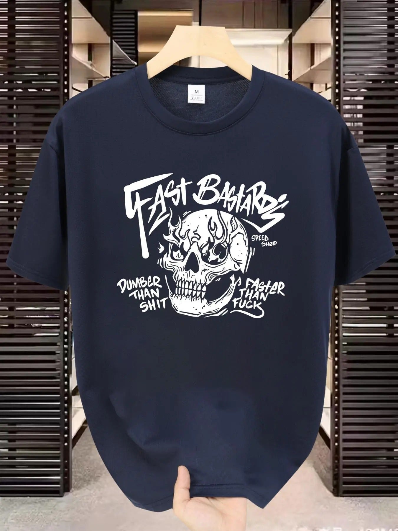 Men'WB shield Skull Graphic Print Round Neck Tee, Regular Fit Street Fashion Casual Comfy Short Sleeve Crew Neck T-shirt...