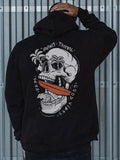 Men'WB shield Skull Print Drop Shoulder Hoodie, Fashion Casual Regular Fit Drawstring Pocket Hooded Sweatshirt for Daily...