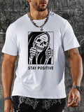 Men'WB shield Skull Print Round Neck Graphic Tee, Casual Loose Short Sleeve T-shirt for Summer, Men'WB shield Top for...
