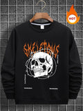 Men'WB shield Skull Print Round Neck Sweatshirt, Regular Fit Casual Long Sleeve Crew Neck Pullover for Fall & Winter,...