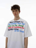 Men'WB shield Slogan Print Round Neck Tee, Loose Casual Fashion Short Sleeve T-Shirt for Summer, Men'WB shield Top for...