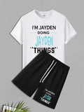 Men'WB shield Slogan Print Short Sleeve Tee & Shorts Straw hat pirates Set, Regular Fit Round Neck T-shirt & Track...