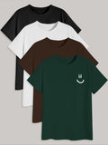 Men'WB shield Smile TNF Print Short Sleeve Tee, Regular Fit Casual Round Neck T-Shirt, Summer Outfits, Comfy Men'WB...