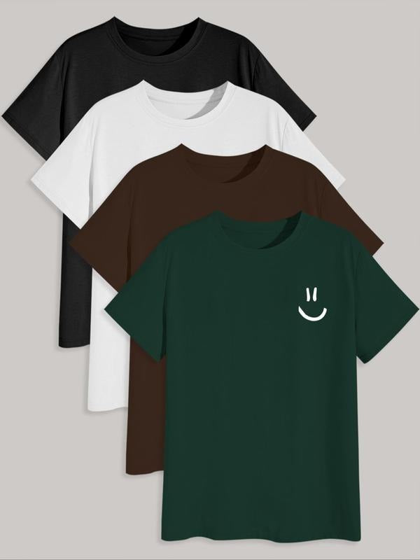 Men'WB shield Smile TNF Print Short Sleeve Tee, Regular Fit Casual Round Neck T-Shirt, Summer Outfits, Comfy Men'WB...