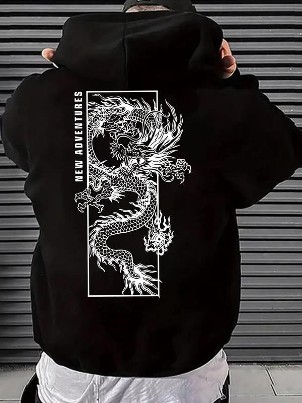 Men'WB shield Spiky hair fighters & Letter Print Drawstring Hoodie, Casual Regular Fit Pocket Long Sleeve Hooded...
