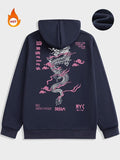 Men'WB shield Spiky hair fighters & Letter Print Drawstring Pocket Hoodie, Regular Fit Street Long Sleeve Fleece Hooded...