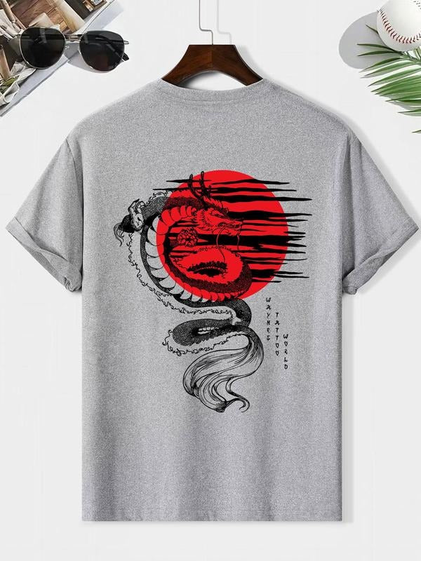 Men'WB shield Spiky hair fighters & Sunset Print Round Neck Tee, Loose Casual Fashion Short Sleeve T-shirt for Summer,...