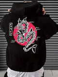 Men'WB shield Spiky hair fighters Print Pocket Drawstring Hoodie, Regular Fit Casual Drop Shoulder Long Sleeve Hooded...