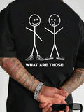 Men'WB shield Stick Figure & Letter Print Round Neck Tee, Loose Casual Fashion Short Sleeve T-shirt for Summer, Men'WB...