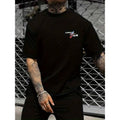 Men'WB shield Street Style Rocket Graffiti Print T-Shirt - Breathable Polyester Crew Neck Casual Loose Fit