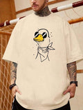 Men'WB shield Summer TNF Cartoon Duck Print Round Neck Tee, Regular Fit Casual Short Sleeve Crew Neck T-shirt for Summer,...