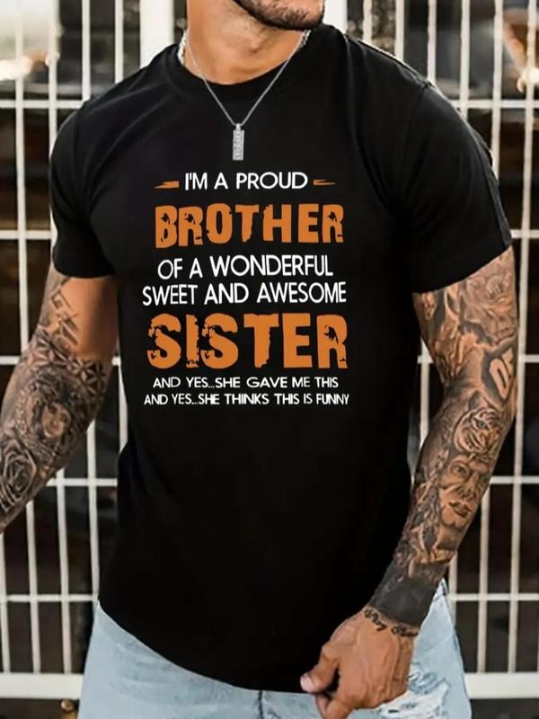 Men'WB shield Summer TNF Letter Print Round Neck Short Sleeve Tee, Fashion Casual Regular Fit Crew Neck T-Shirt for Daily...