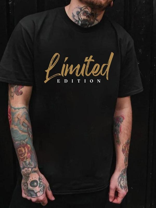 Men'WB shield Summer TNF Letter Print Round Neck Short Sleeve Tee, Regular Fit Casual Fashion T-Shirt for Summer Daily...