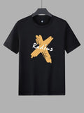 Men'WB shield Summer TNF Regular Fit Letter Print Round Neck Graphic Tee, Casual Short Sleeve Crew Neck T-shirt for...