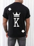 Men'WB shield Summer TNF, Playing Card Print Round Neck Tee, Casual Regular Fit Short Sleeve Crew Neck Printed T-Shirt...