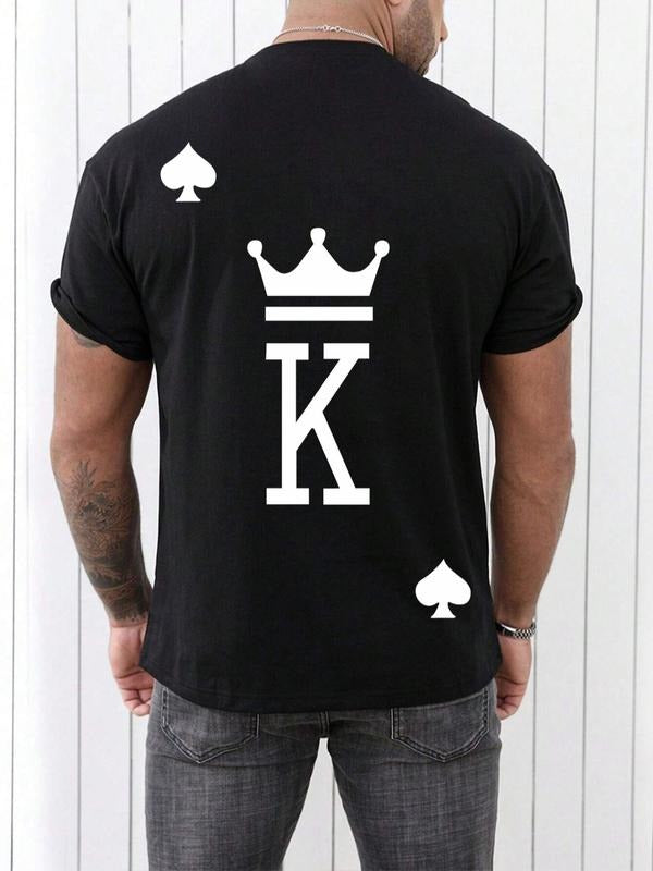 Men'WB shield Summer TNF, Playing Card Print Round Neck Tee, Casual Regular Fit Short Sleeve Crew Neck Printed T-Shirt...