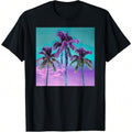Men'WB shield T-Shirt Short Sleeve T-Shirt For Men Palm Tree Tropical Teal Turquoise Purple T-Shirt FOG Fabric,...