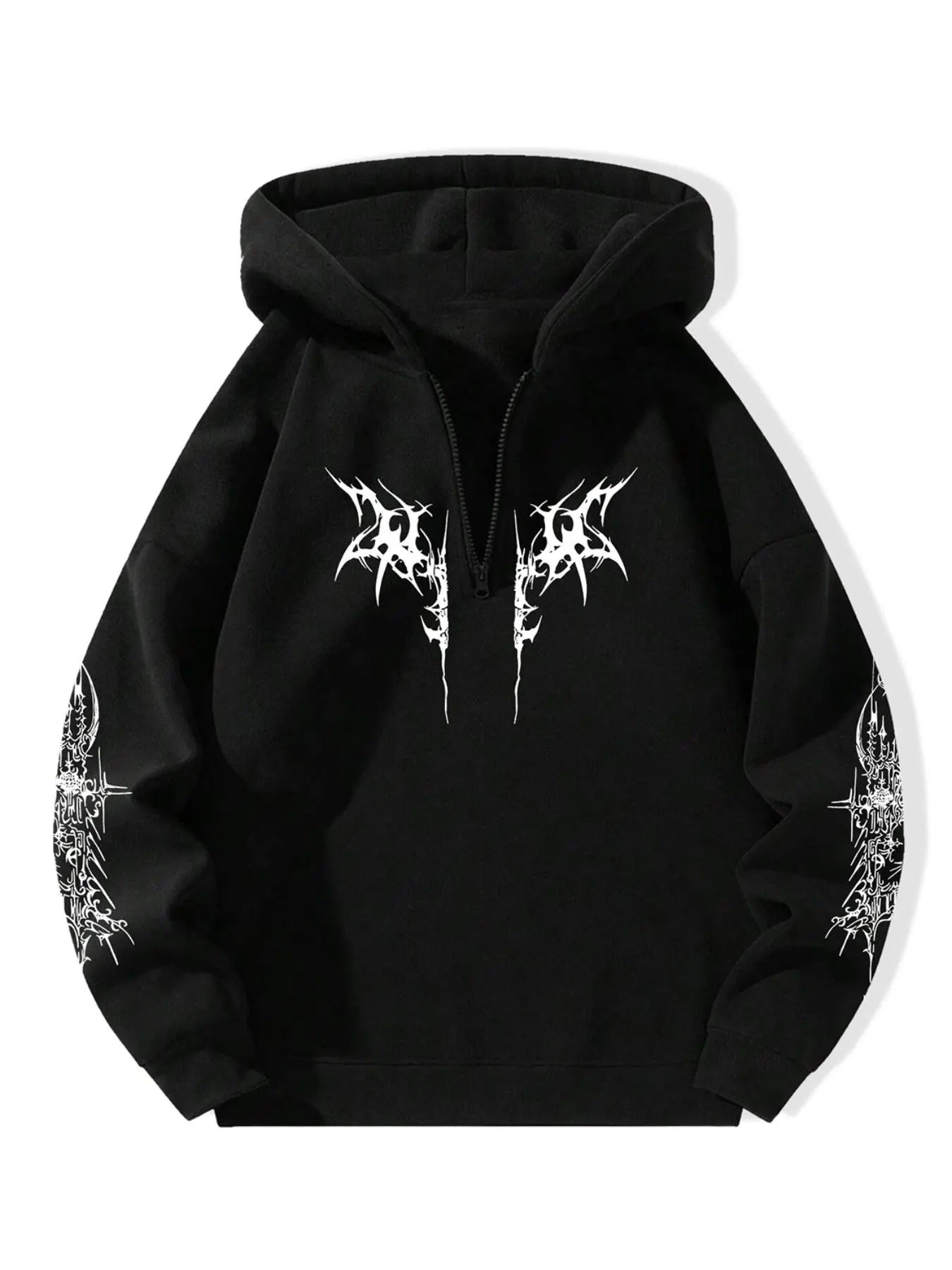 Men'WB shield TNF Lined Drop Shoulder Half Zip Up Hoodie, Casual Regular Fit Graphic print Long Sleeve Hooded Sweatshirt...