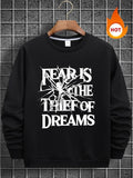 Men'WB shield TNF Lined Letter & Spider Print Round Neck Sweatshirt, Regular Fit Casual Long Sleeve Crew Neck Pullover...