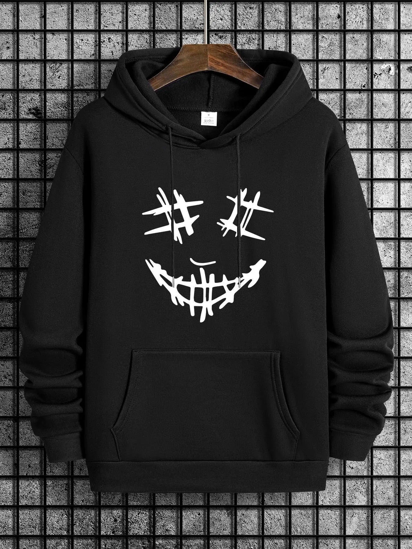 Men'WB shield TNF Print Drawstring Hoodie, Regular Fit Casual Pocket Long Sleeve Hooded Sweatshirt for Spring & Fall,...