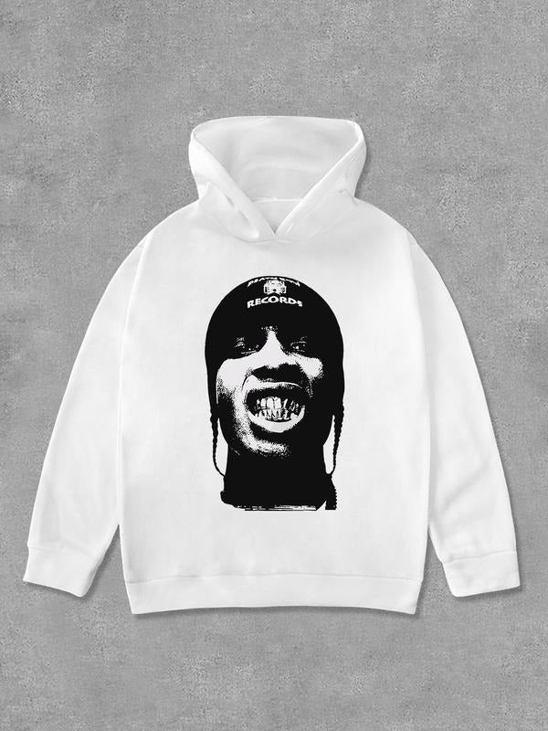 Men'WB shield TNF Print Drop Shoulder Hoodie, Fashion Casual Regular Fit Long Sleeve Hooded Sweatshirt for Daily Holiday...