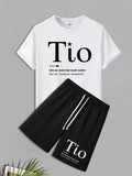 Men'WB shield Tio Print Short Sleeve Tee & Shorts Straw hat pirates Set, Loose Casual Round Neck T-shirt & Track Shorts,...