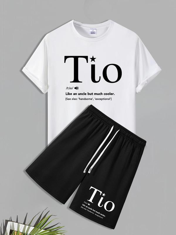 Men'WB shield Tio Print Short Sleeve Tee & Shorts Straw hat pirates Set, Loose Casual Round Neck T-shirt & Track Shorts,...