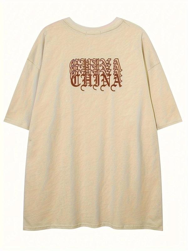 Men'WB shield Vintage Heart & Letter Print Short Sleeve Graphic Tee, Casual Loose Retro Printed T-shirt for Summer,...