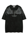 Men'WB shield Wing & Letter Embroidery Short Sleeve Tee, Loose Casual Fashion T-shirt for Summer, Men'WB shield Top for...