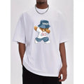 Men's 100% cotton bear graphic print t-shirt, short sleeve crew neck t-shirt, summer outdoor wear for men Menswear Top...