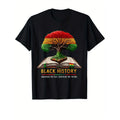 Men's Black History Pride T-Shirt - Soft Cotton, Breathable, Casual Sporty Design with "Black History" Graphic & Tree...