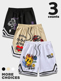 Men's Cartoon Graphic Print Boxer Briefs, Regular Fit Casual Comfy Breathable Short-leg Boxer Briefs, Men's Underwear for...