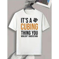 Men's Casual Athletic T-Shirt - Breathable Cotton, Crew Neck with Letter Print Design, Machine Washable