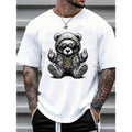 Men's Casual Cartoon Bear Print Round Neck Short Sleeve T-Shirt, Summer Made In USA Hoodie, Sweatshirt | RetroVerseTees.com
