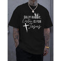 Men's Casual Crew Neck T-Shirt, Cotton Blend (95% Cotton, 5% Elastane), Knit Fabric, Regular Fit, with "Silly Rabbit...