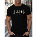 Men's Casual EKG Beer Graphic Tee - Soft Cotton, Short Sleeve, Round Neck, Machine Washable