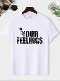 Men's Casual Letter Print Round Neck T-shirt DRG, Streetwear Regular Fit Shortsleeve Crewneck T-Shirt DRG for Summer,...