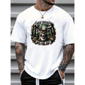 Men's Casual Reindeer Print T-Shirt - Soft Cotton, Crew Neck, Short Sleeve, Machine Washable